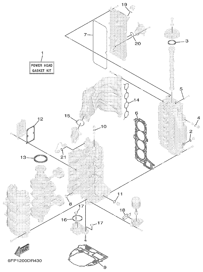 Yamaha F80DET, F90CET, F100FET REPAIR KIT 1 parts diagram